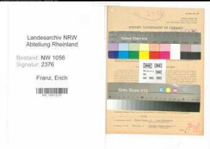 Entnazifizierung Erich Franz , geb. 01.11.1902 (Beamter)