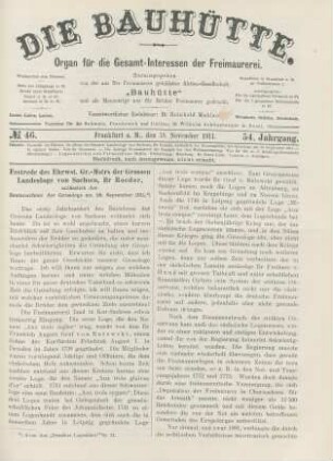 No. 46. Frankfurt a. M., den 18. November 1911. 54. Jahrgang.