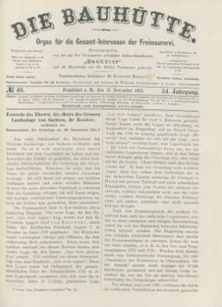 No. 46. Frankfurt a. M., den 18. November 1911. 54. Jahrgang.