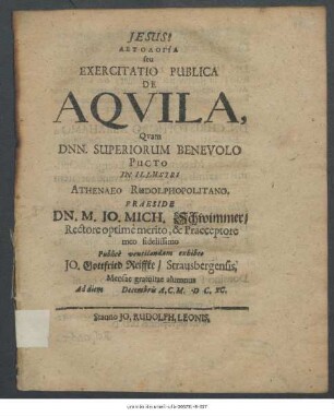 Exercitatio Publica De Aquila