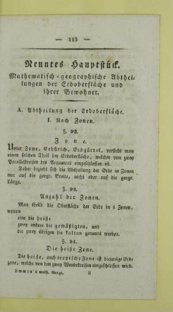Neuntes Hauptstück. Mathematisch-geographische Abtheilungen der Erdoberfläche und ihrer Bewohner
