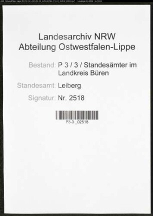 Sterberegister Standesamt Leiberg
