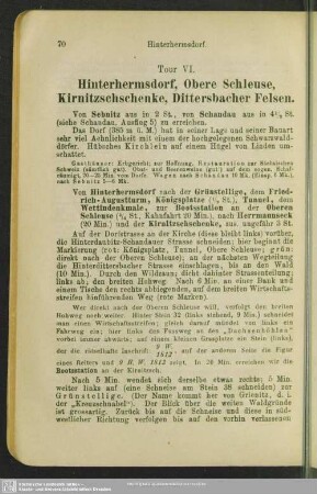 Tour VI. Hinterhermsdorf, Obere Schleuse, Kirnitzschenke, Dittersbacher Felsen
