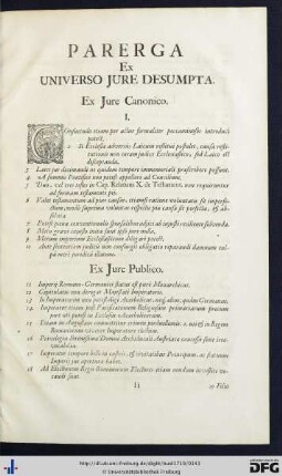 Parerga Ex Universo Jure Desumpta.
