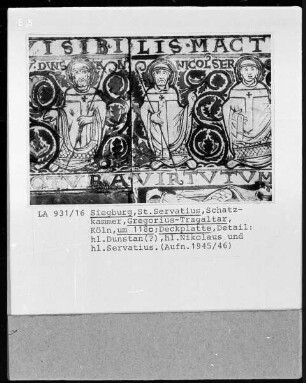 Tragaltar des heiligen Gregorius — Deckel mit Apostel, Kölner Bischöfe, Heilige und verschiedene Szenen aus dem Neuen Testament — Heilige Bischöfe der Kölner Kirchen — Heiliger Bischof Nikolaus