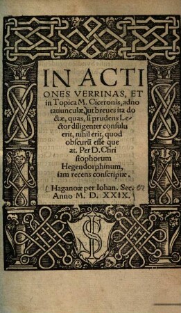 In actiones Verrinas, et in topica M. Ciceronis adnotatiunculae