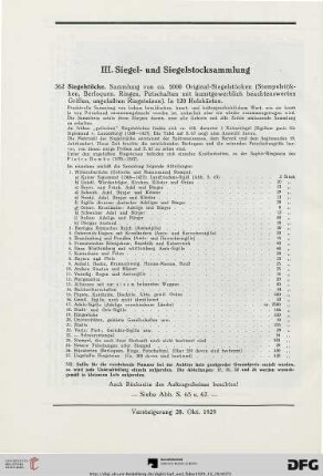 III. Siegel- und Siegelstocksammlung (Nr. 362-364)