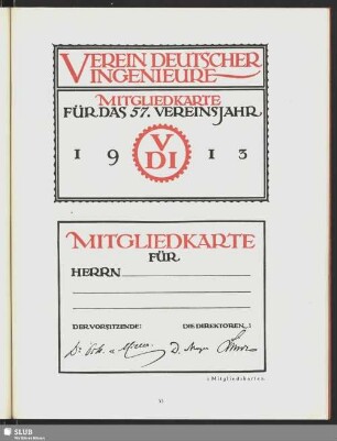 Verein deutscher Ingenieure [Mitgliedkarte]