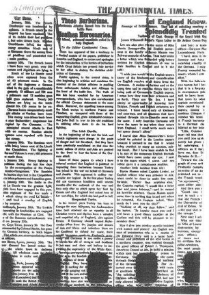 Zeitungsartikel zum Einsatz von Kolonialsoldaten gegen Deutschland