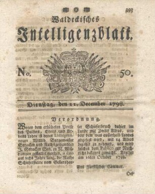 No. 50, Dienstag, den 11. December 1798