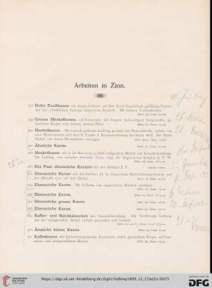 Arbeiten in Zinn (Nr. 258-293)
