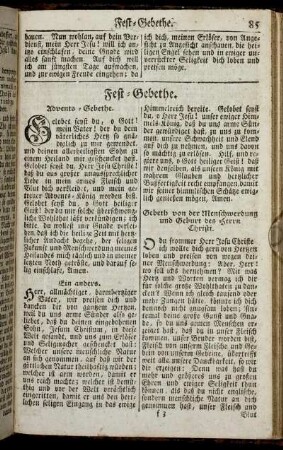 Fest-Gebethe. - Creutz- und Noth-Gebethe.