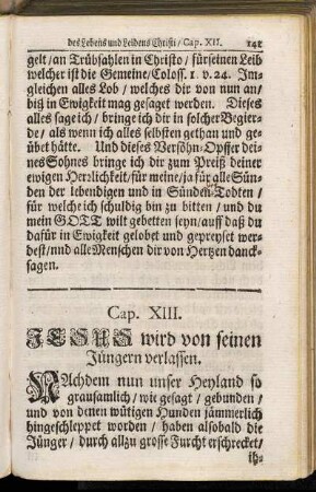 Cap. XIII. Jesus wird von seinen Jüngern verlassen.