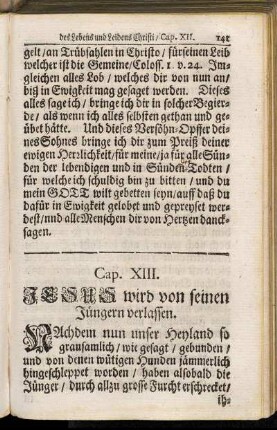 Cap. XIII. Jesus wird von seinen Jüngern verlassen.