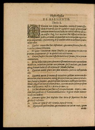 Theses Physicae De Elementis.