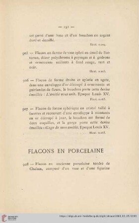 Flacons en Porcelaine (Nr. 908 - 949)