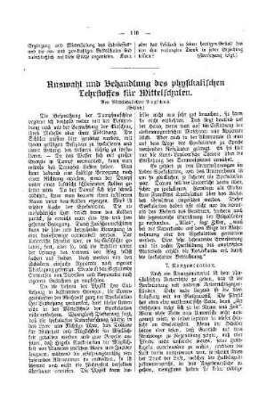 Auswahl und Behandlung des physikalischen lehrstoffes für Mittelschulen : (Schluß)