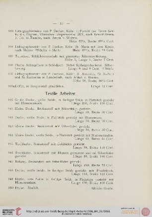 Textile Arbeiten (Nr. 940-1038)