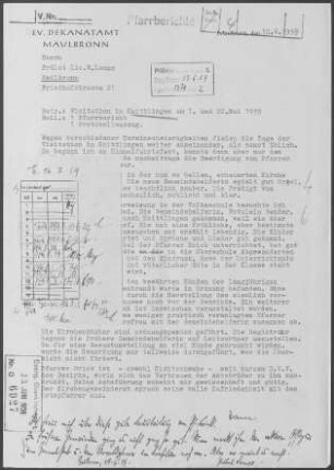 Knittlingen: Visitationsbericht mit Pfarrbericht 1959