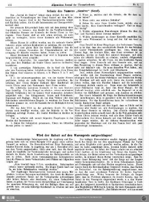 Schutz des Namens "Genève" (Genf)