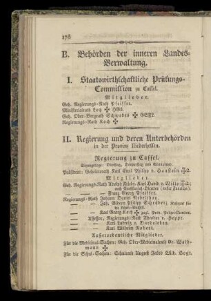 B. Behoerden der inneren Landes=Verwaltung.