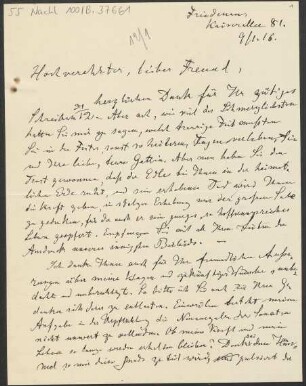 Brief an B. Schott's Söhne : 09.01.1916