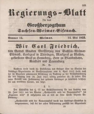 Nr. 15 : 14. Mai 1853
