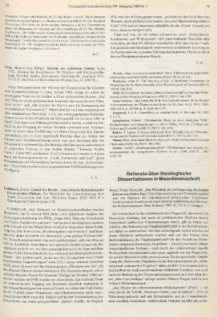 73-74 [Rezension] Fahlbusch, Erwin, Einheit der Kirche - eine kritische Betrachtung des ökumenischen Dialogs