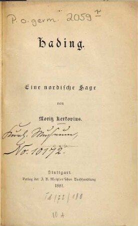 Hading : Eine nordische Sage
