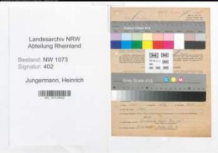 Entnazifizierung Heinrich Jungermann , geb. 28.11.1886 (Maler)