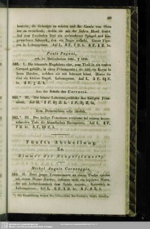 Fünfte Abtheilung E. e. Zimmer der Neapolitaner