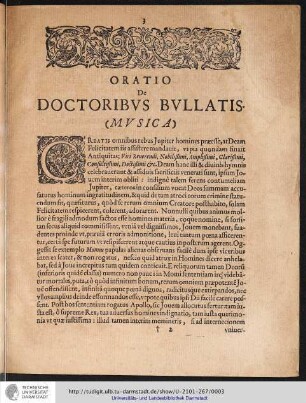 Oratio de Doctoribvs Bvllatis. (Mvsica)