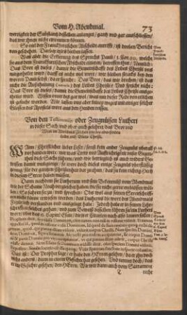 Von den Testimoniis oder Zeugnüssen Lutheri in dieser Sach/ und ob er auch gelehret/ das Brot und Wein im Abendmal Zeichen sein des abwesenden Leibs und Bluts Chrsiti.