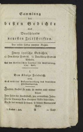 Des ersten Heftes zweyter Bogen