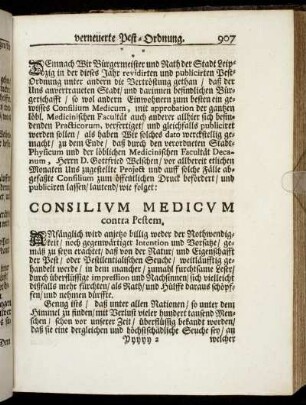Consilium Medicum contra Pestem.