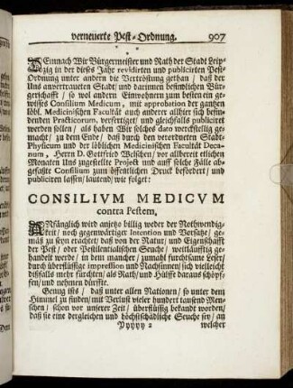 Consilium Medicum contra Pestem.