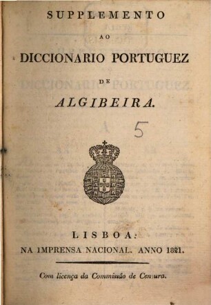 Diccionario geral da lingoa Portugueza de Algibeira, 5. Supplemento