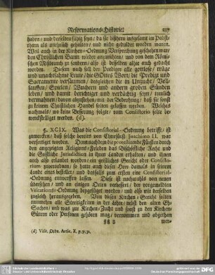 [§ XCIX. Von der neuen Consistorial-Ordnung, wie es damit bewandt gewesen?]