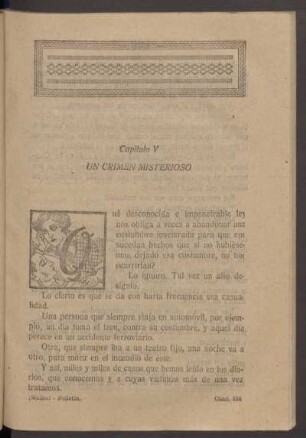 Capítulo V - Un crimen misterioso