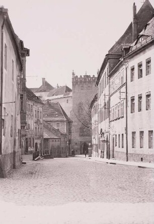 Bautzen, Schloßstraße, Blick zum Schlossturm