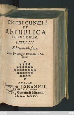 Petri Cunaei De Republica Hebraeorum, Libri III