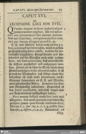 Caput XVI. De Exceptione Loci Non Tuti