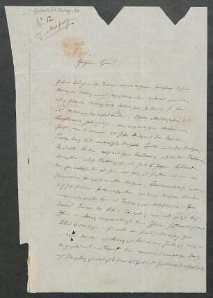 Brief von Friedrich Marpurg an Mainzer Liedertafel