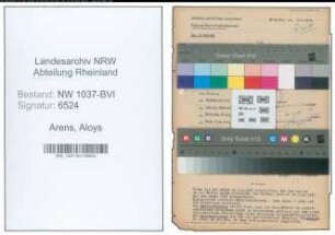 Entnazifizierung Aloys Arens , geb. 21.06.1896 (Baecker)