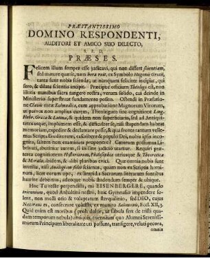 Præstantissimo Domino Respondenti Auditori Et Amico Suo Dilecto ...