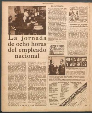 La jornada de ocho horas del empleado nacional
