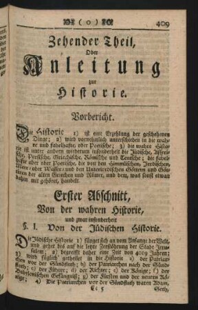 Zehender Theil, Oder Anleitung zur Historie