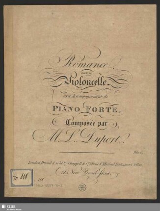 Romance pour le Violoncelle avec Accompagnement de Piano Forte