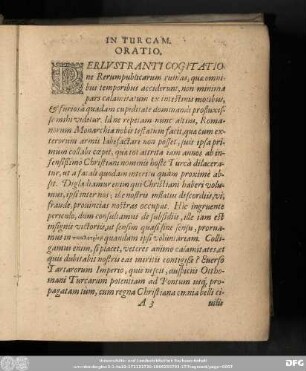 In Turcam Oratio.