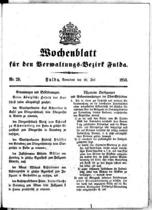 Nr. 29, Ausgabe vom 20. Juli 1850